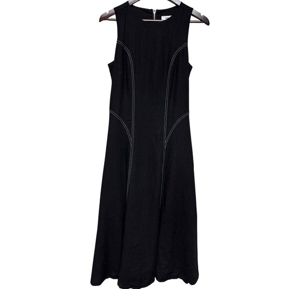 Jason Wu Women's Dress Linen Viscose Blend Sleeveless Black Midi A-Line Size 2 - Picture 2 of 12
